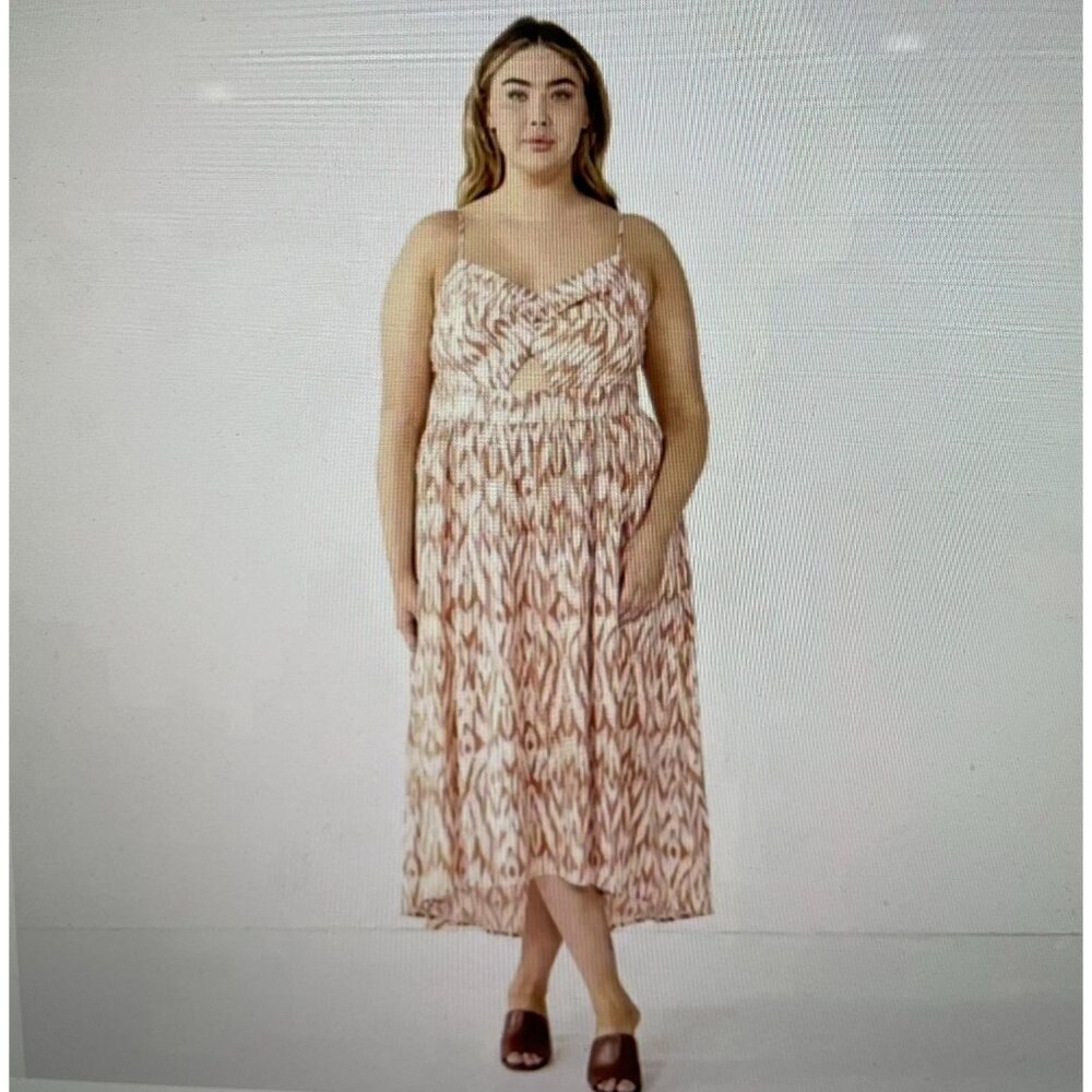 Nine West Womens Plus Size 4X Print Sleeveless Dress With Bow Detail